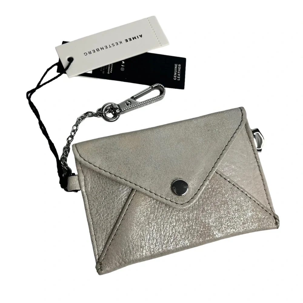 NWT Aimee Kestenberg Leather Stone Silver Ashley Pouch - Picture 1 of 10